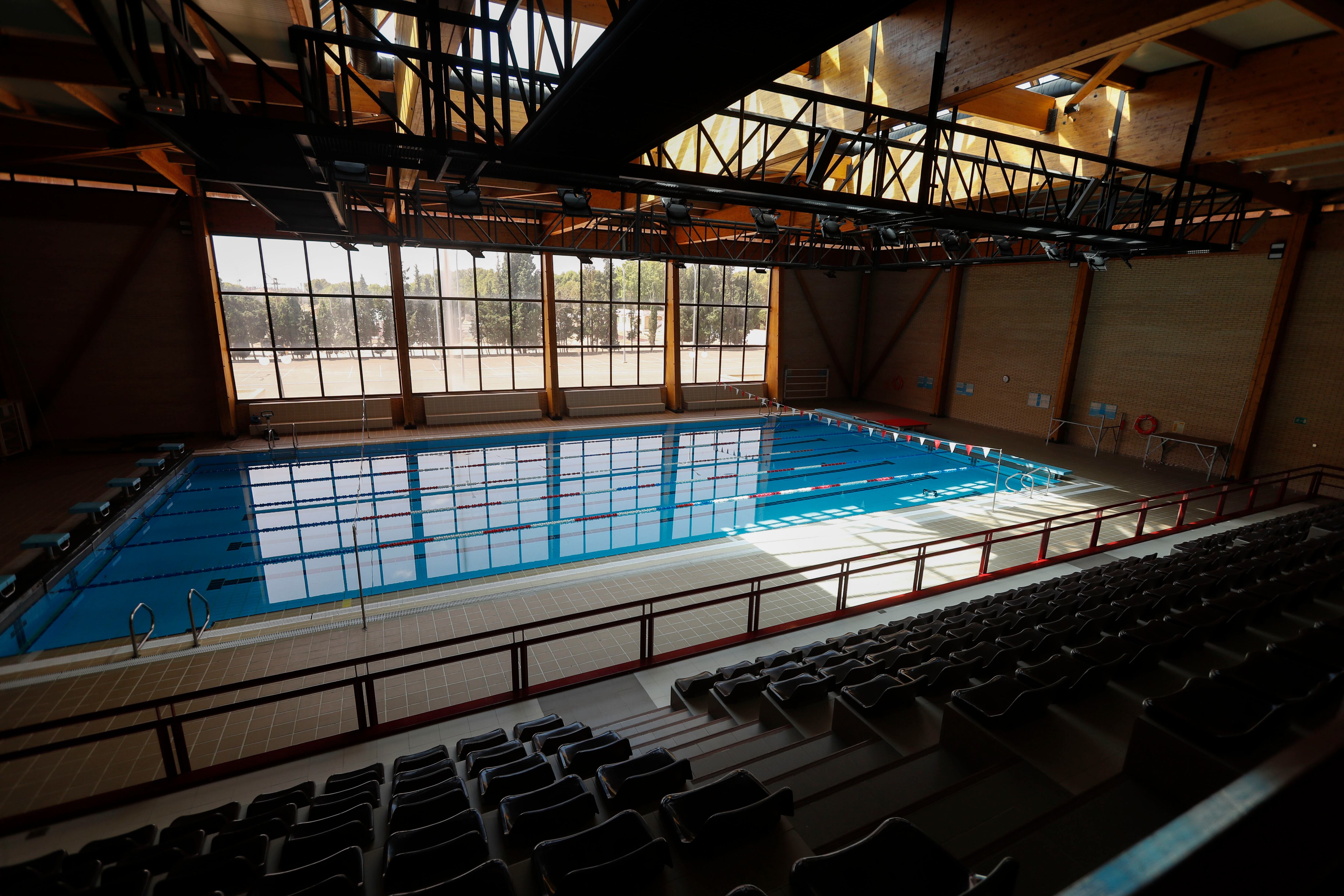 ZARAGOZA, 16/08/2023.- Piscina de la Academia Militar General de Zaragoza, este miércoles. La Academia General Militar celebra una jornada de puertas abiertas para los medios de comunicación con motivo de la incorporación de la princesa de Asturias este jueves. EFE/Javier Belver
