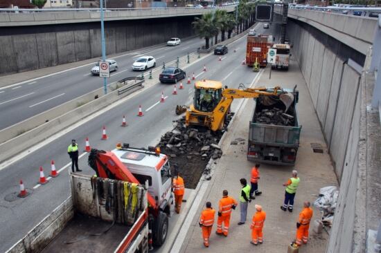 Obres a la Ronda de Dalt de Barcelona