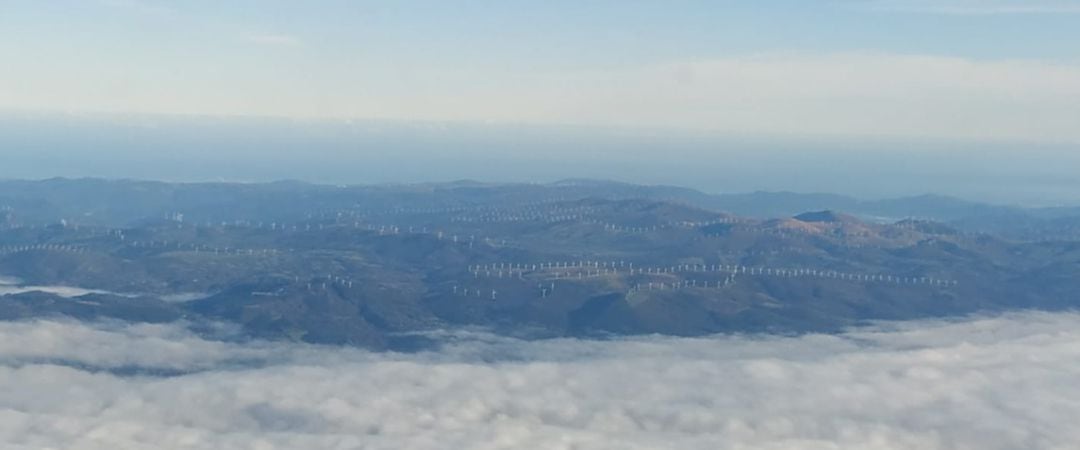 Eólicos en un monte de Galicia