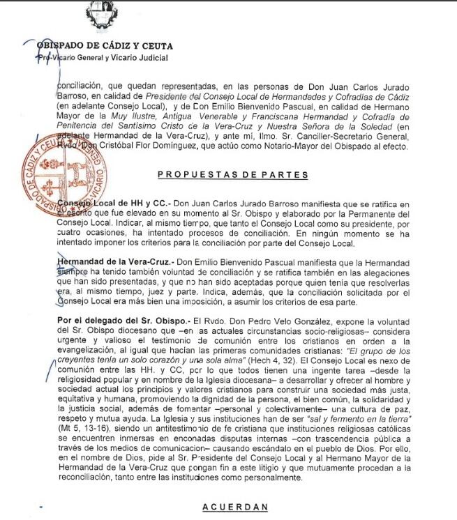 Propuesta de partes antes del acuerdo