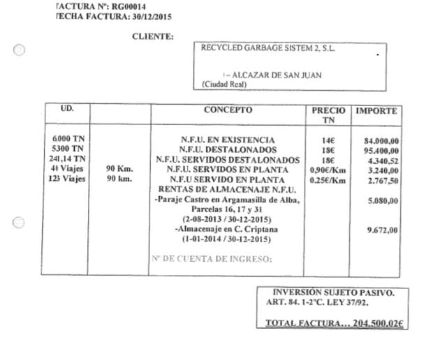 Factura que refleja la supuesta deuda entre los cuñados