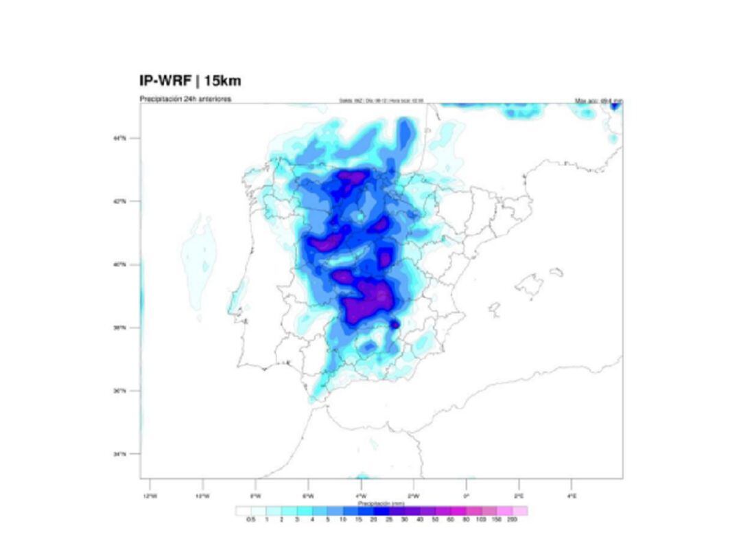 Modelo de precipitación acumulada elaborado por el meteorólogo de Guadalajara Roberto Granda 