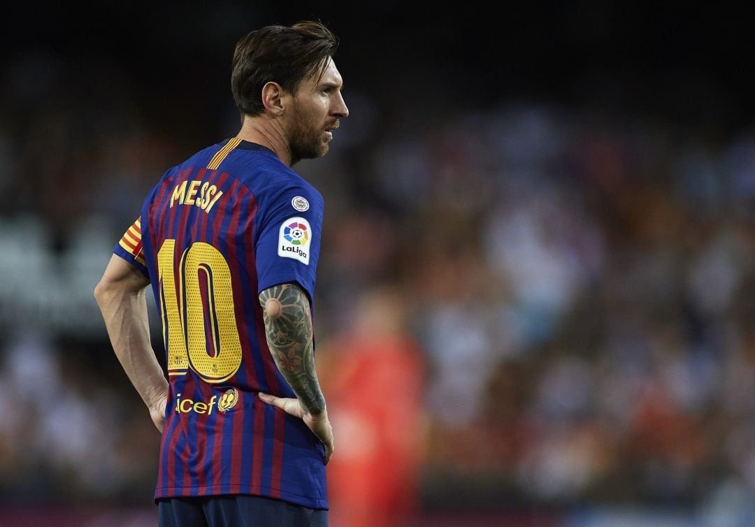 Leo Messi, en el partido ante el Valencia en Mestalla.