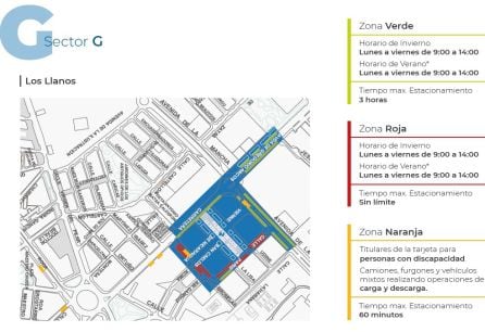 Mapa del estacionamiento regulado junto a la Ciudad de la Justicia