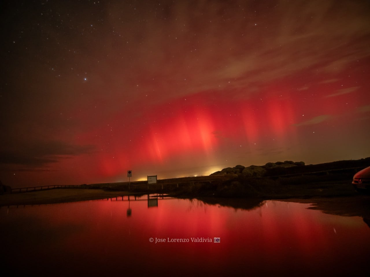 Auroras boreales en O Grove - Foto cedida por Josiño Lorenzo Valdivia