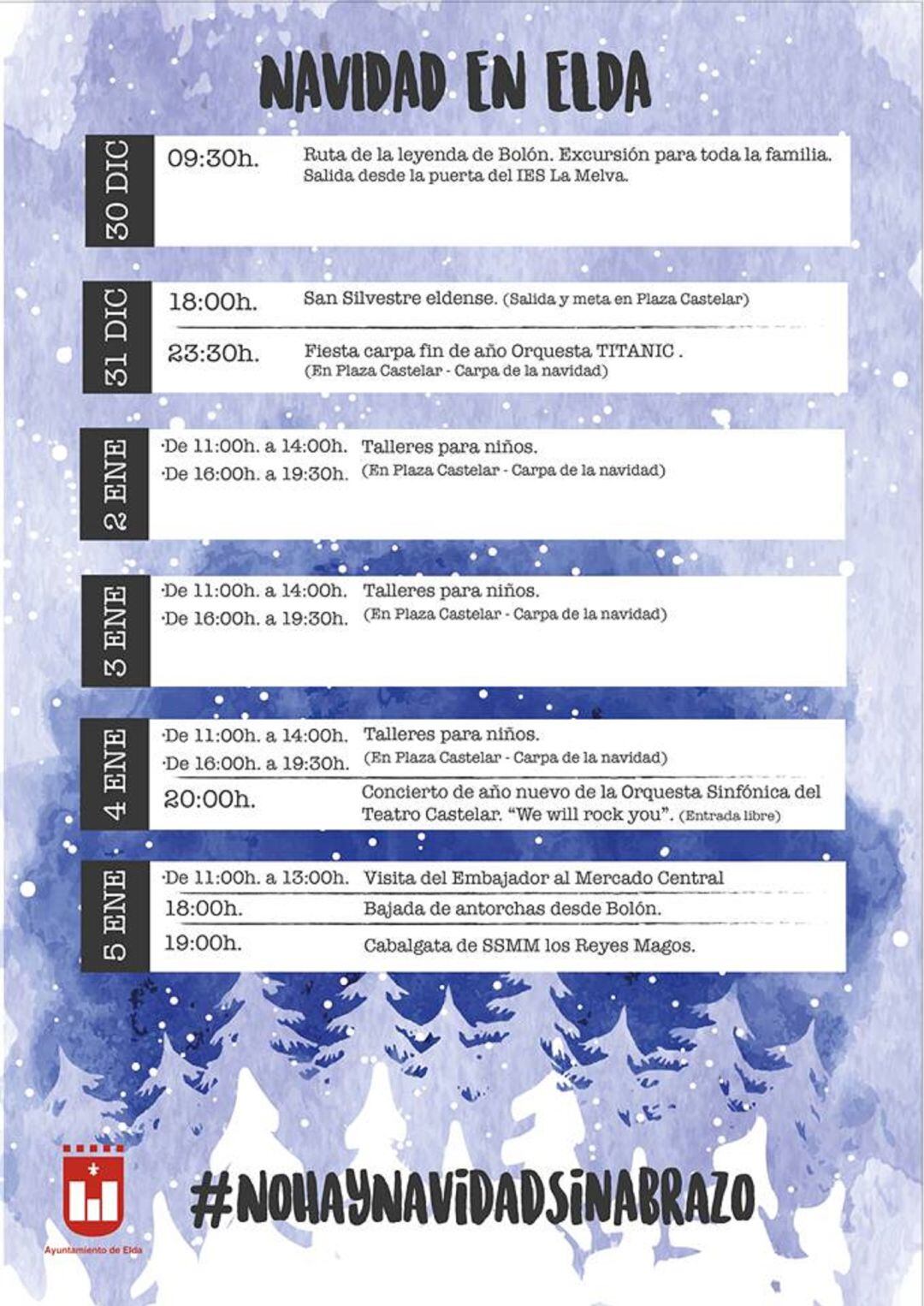 Desde el Ayuntamiento de Elda recuerdan las actividades organizadas para los últimos días de Navidad