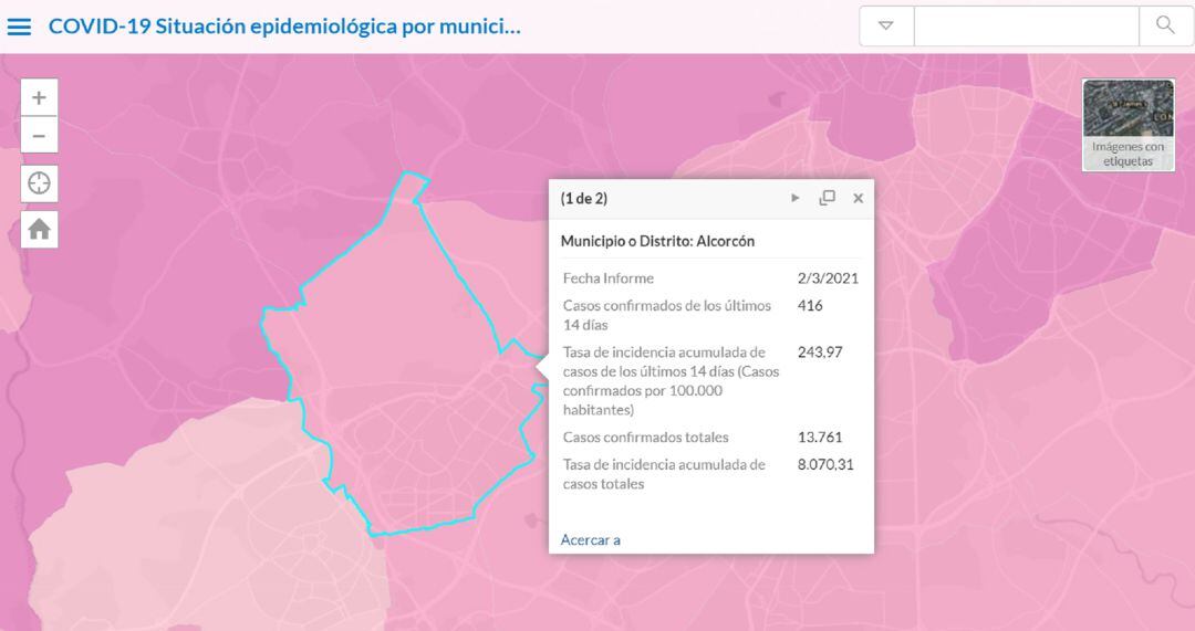 Situación epidemiológica de Alcorcón a 2 de marzo de 2021