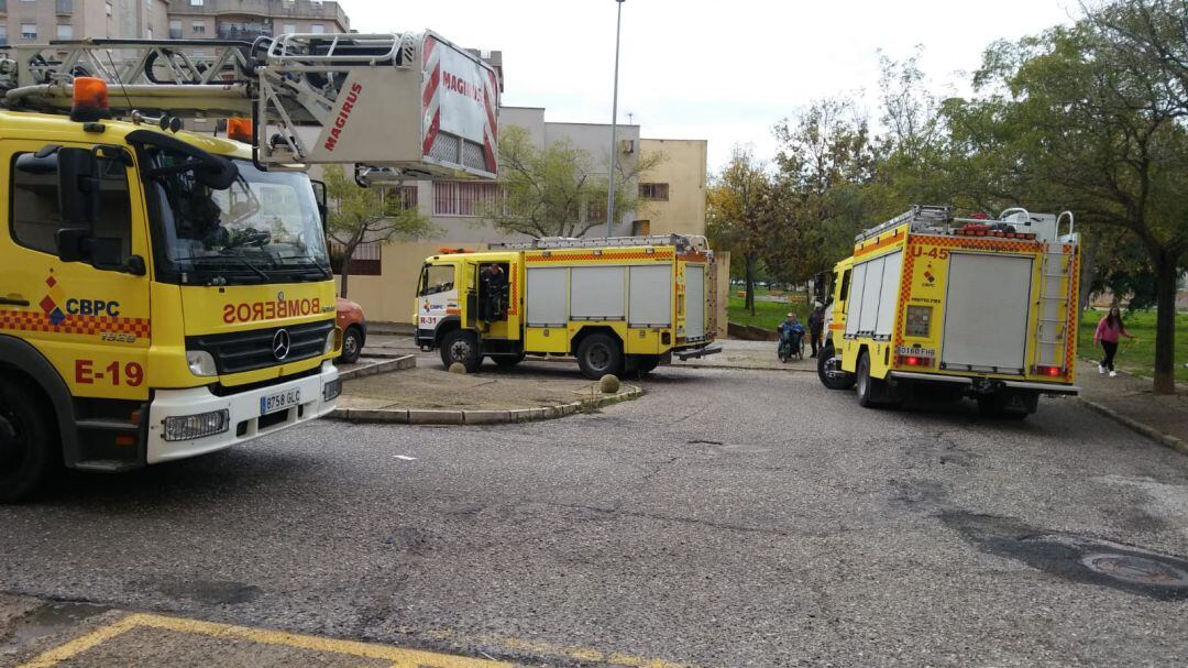 Dotaciones de Bomberos que acudieron a la barriada jerezana