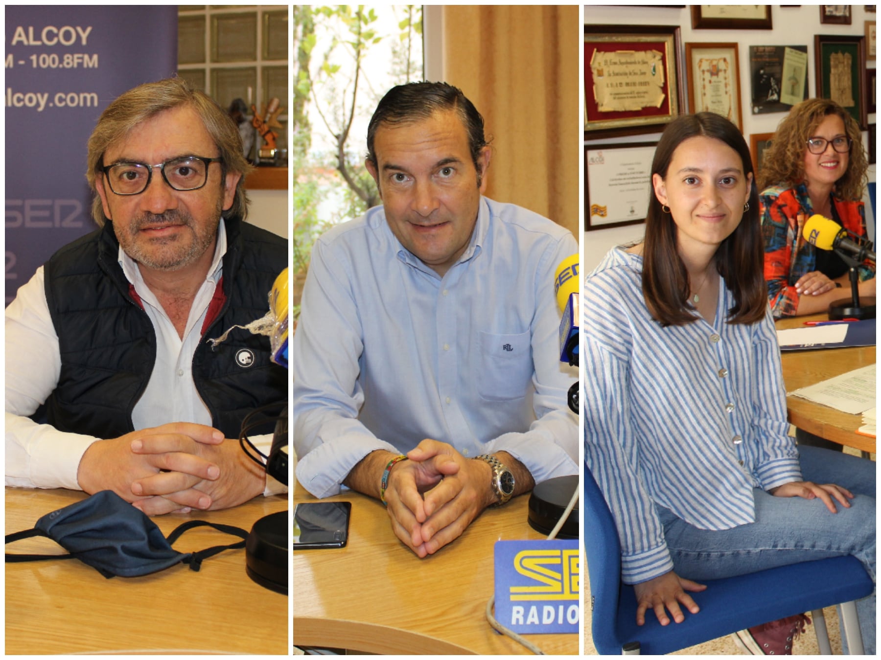 Javier Sendra y Fernado Pastor (PP), María José Calabuig (Compromís) -en primer término- y Nuria Pina (PSOE) representarán a l&#039;Alcoià i el Comtat en Les Corts.