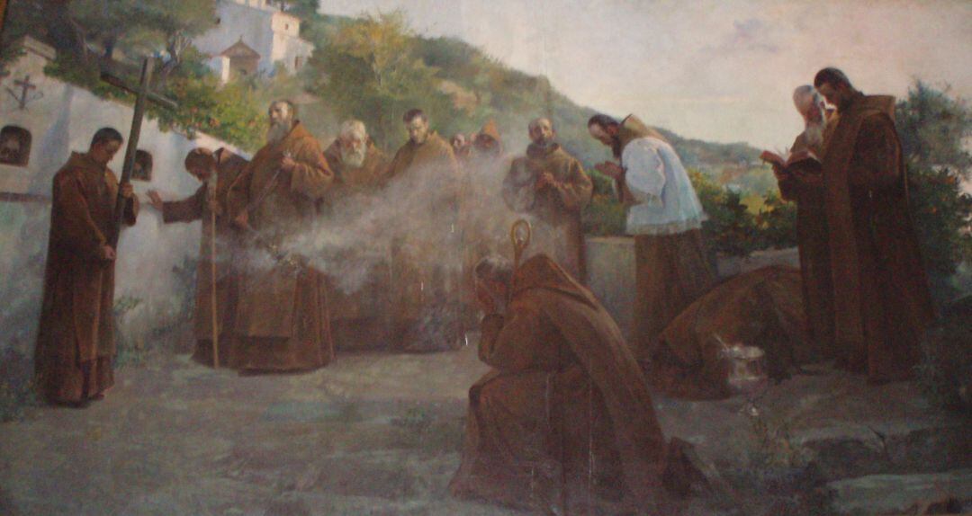 "Plegaria en las ermitas de Córdoba". Lienzo de Tomás Muñoz Lucena 