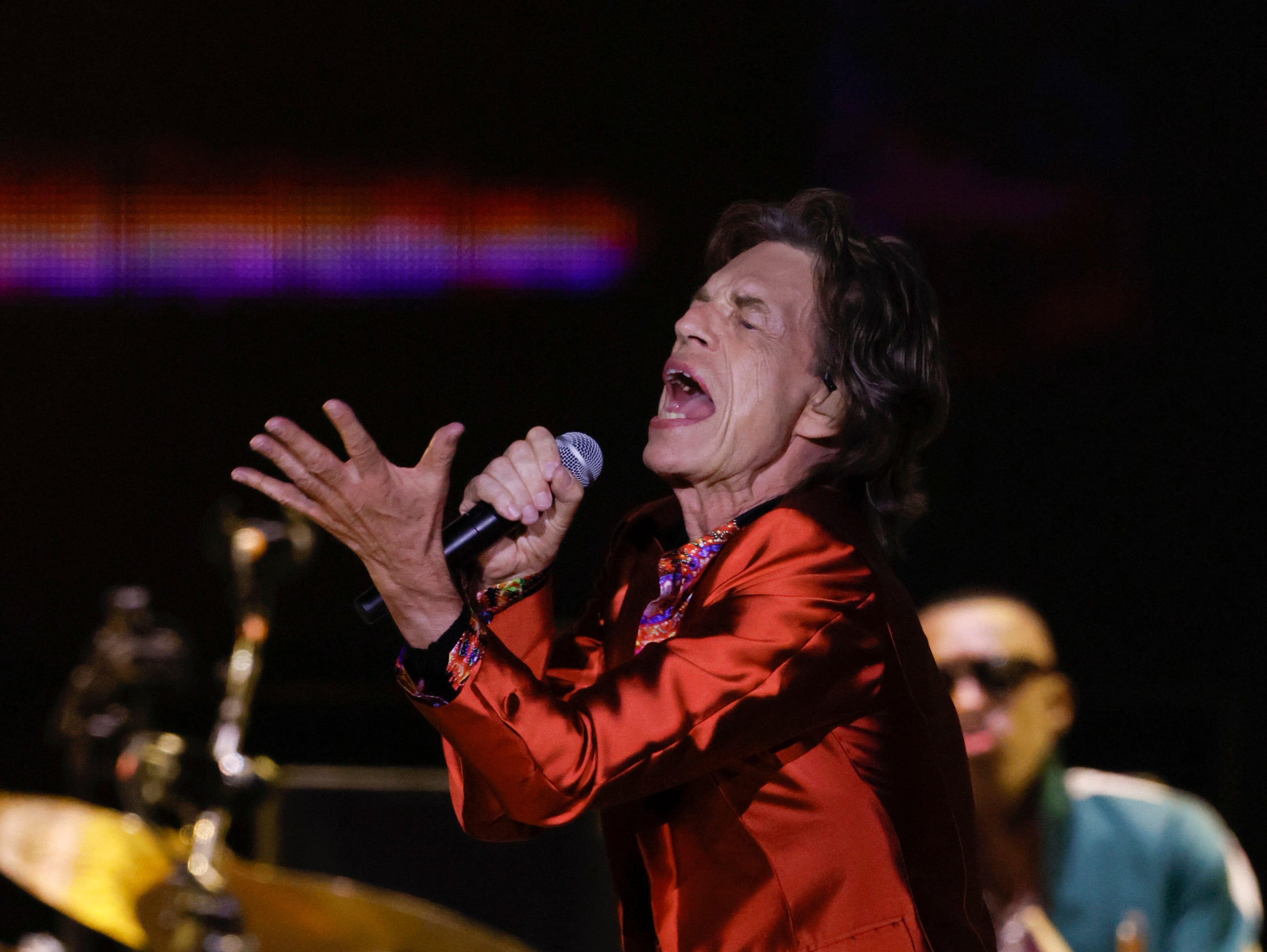 El cantante de The Rolling Stones, Mick Jagger, durante el concierto en el estadio Wanda Metropolitano, en Madrid.