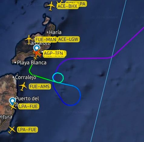 El avión volaba con destino a Tenerife
