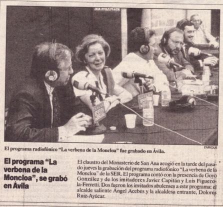 Noticia sobre la grabación del programa que se publicó el 17 de junio de 1995