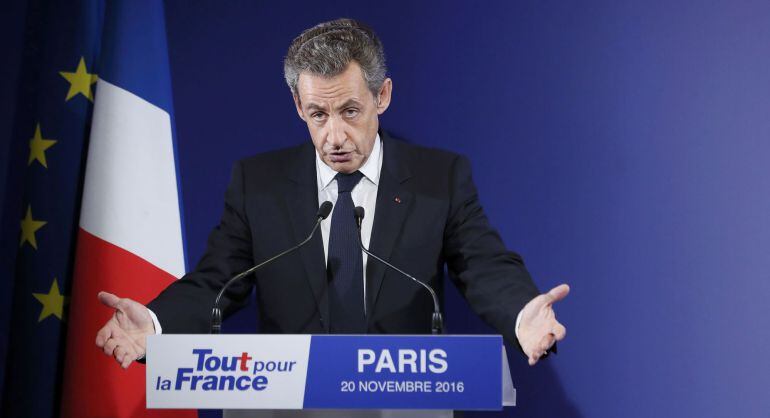 El expresidente francés Nicolas Sarkozy, tras conocer que se había quedado fuera de la carrera por liderar el centroderecha francés.