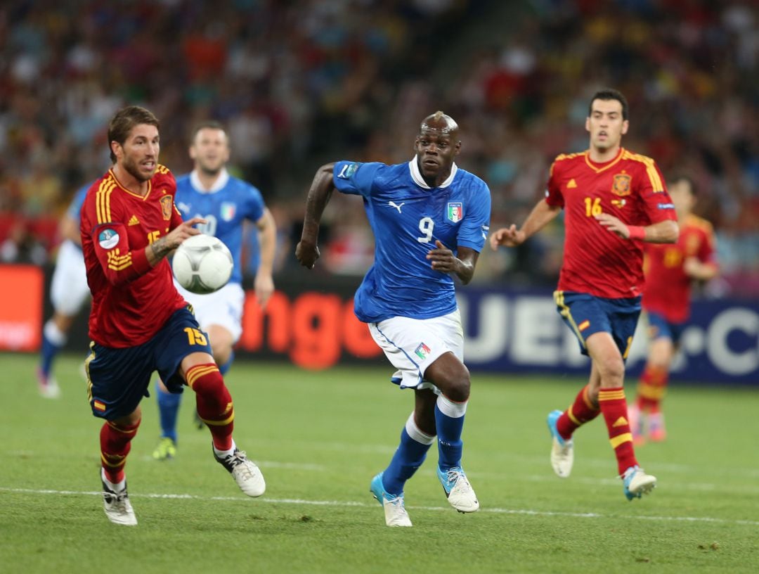 Mario Balotelli en la final de la Eurocopa de 2012