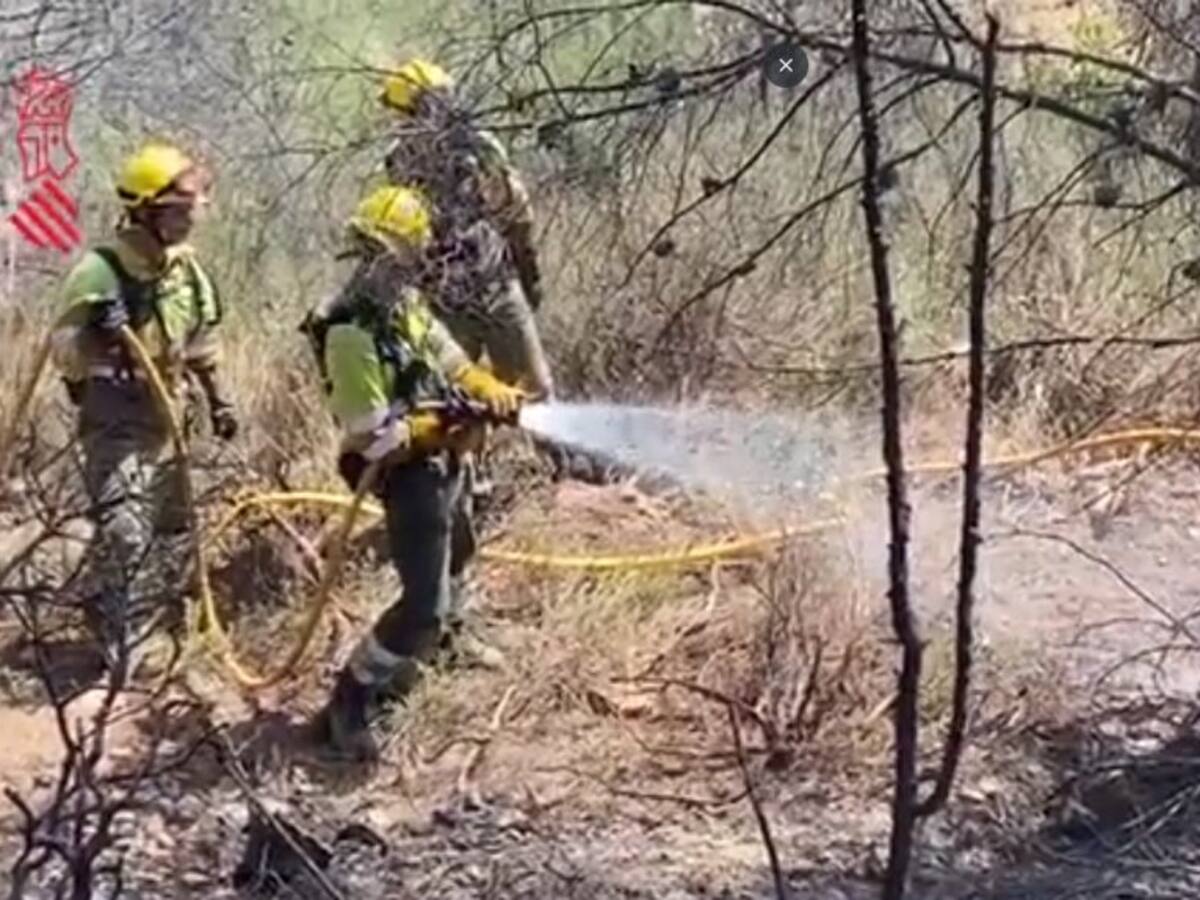 Continúan las labores de extinción del incendio forestal de Azuébar