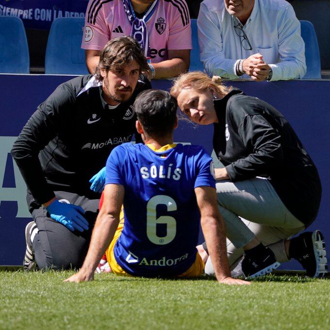 Alberto Solís, en l&#039;últim partit contra la Ponfe quan va patir la lesió