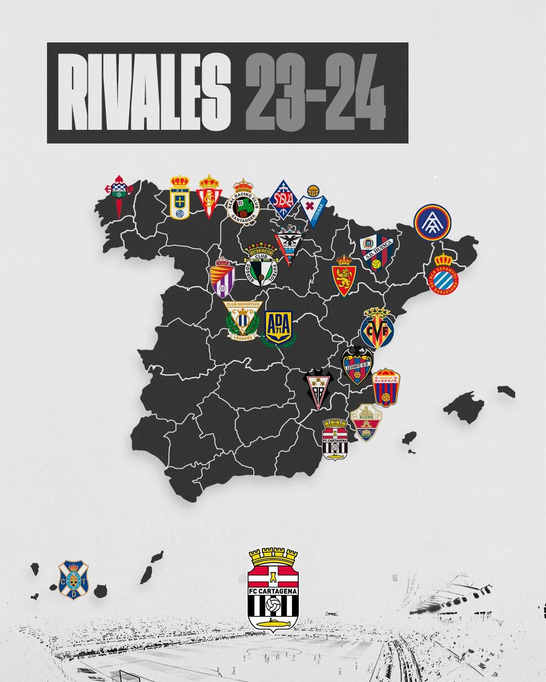 Mapa con todos los equipos de la próxima temporada en LaLiga Smartbank