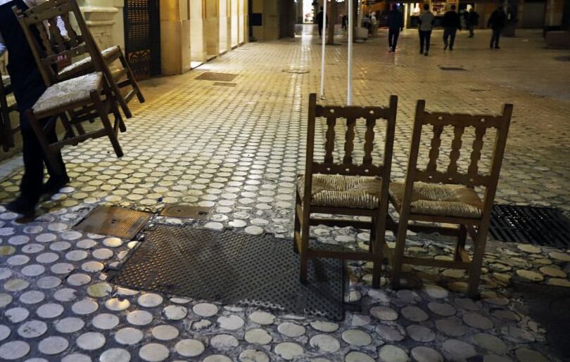 Recogida de la terraza de un bar de Málaga
