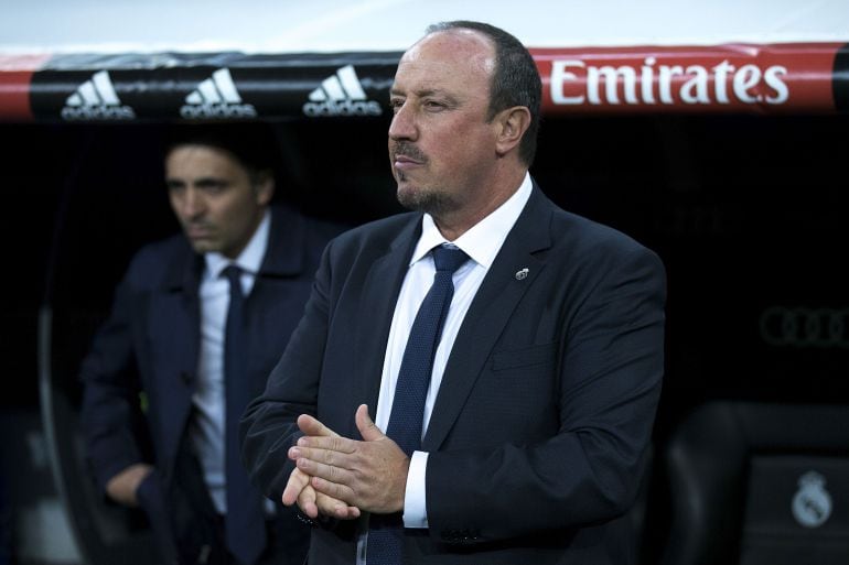 Rafa Benítez dirigiendo al Real Madrid.