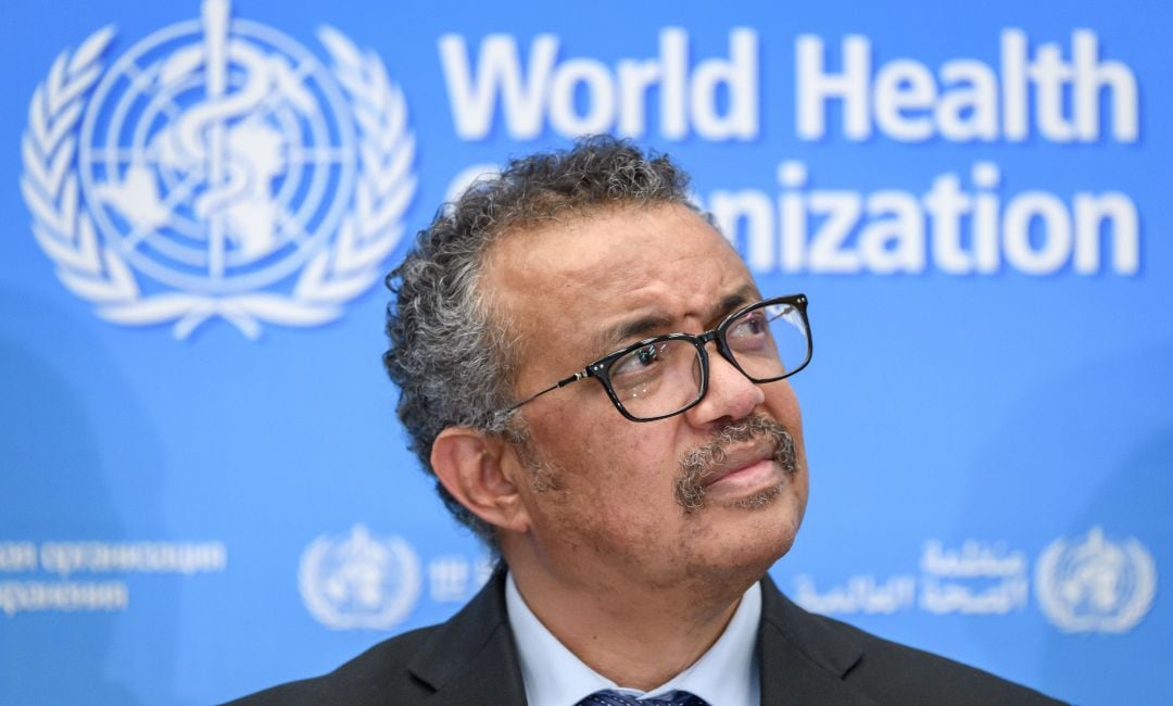 El director general de la Organización Mundial de la Salud, Tedros Adhanom, durante una rueda de prensa.