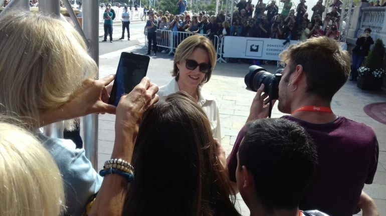 Sigourney Weaver a su llegada al Hotel María Cristina