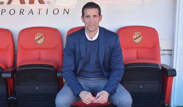 Juan Merino durant la seva presentació com a tècnic del Nàstic.