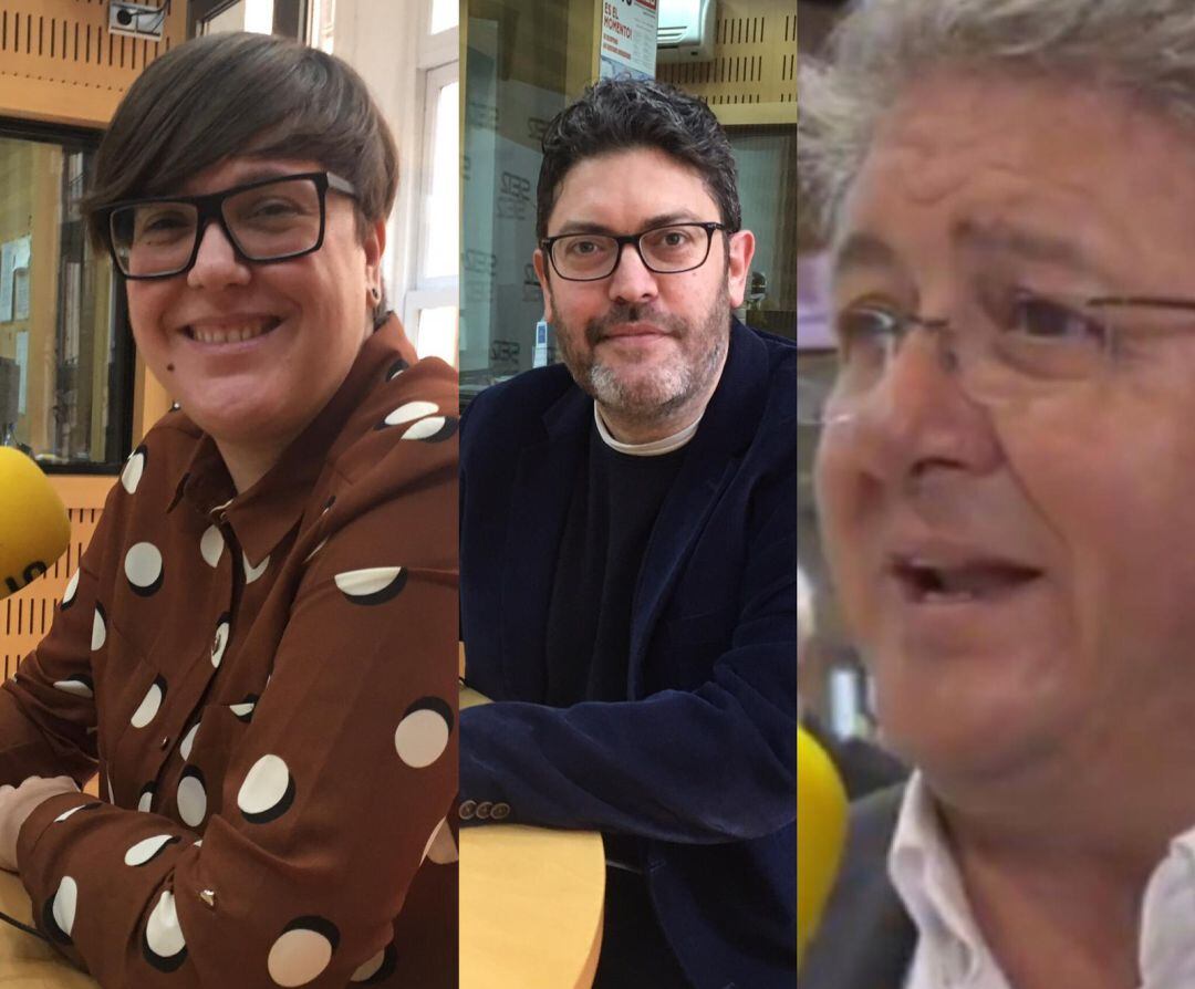 De izquierda a derecha: Presen López (PSOE); Miguel Sánchez (Ciudadanos) y Anastasio Bastida (PP)