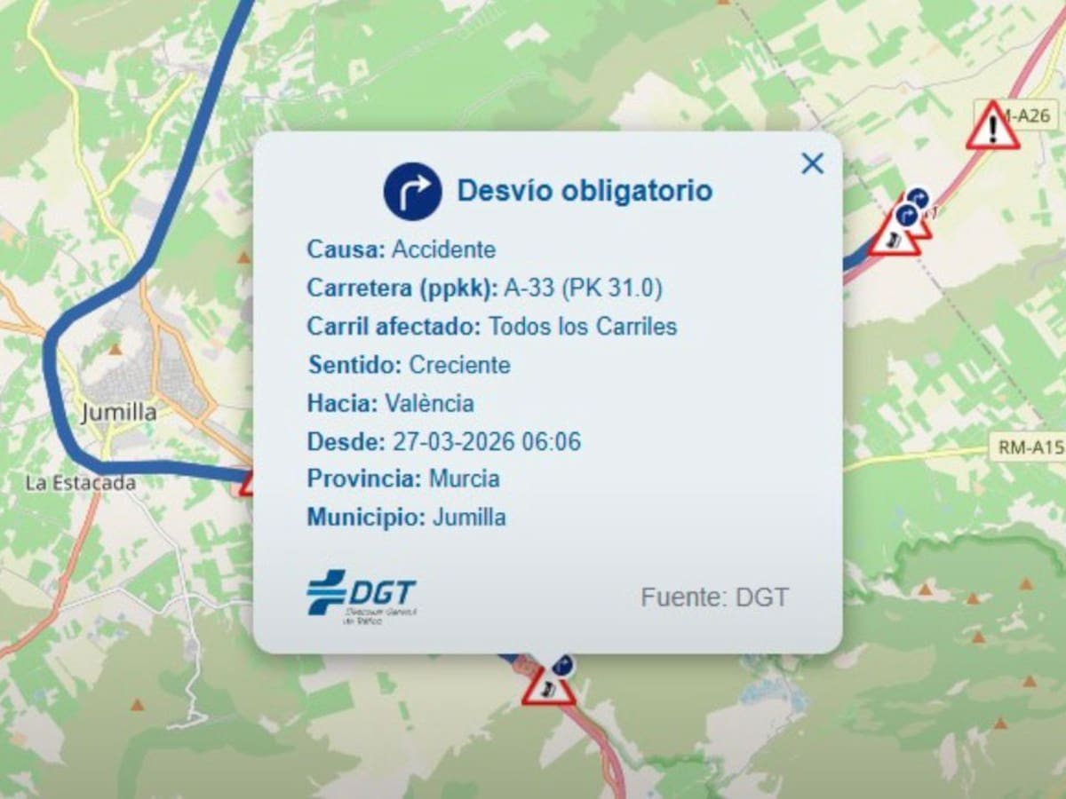 Cortada la A-33 en ambos sentidos por un accidente en Jumilla