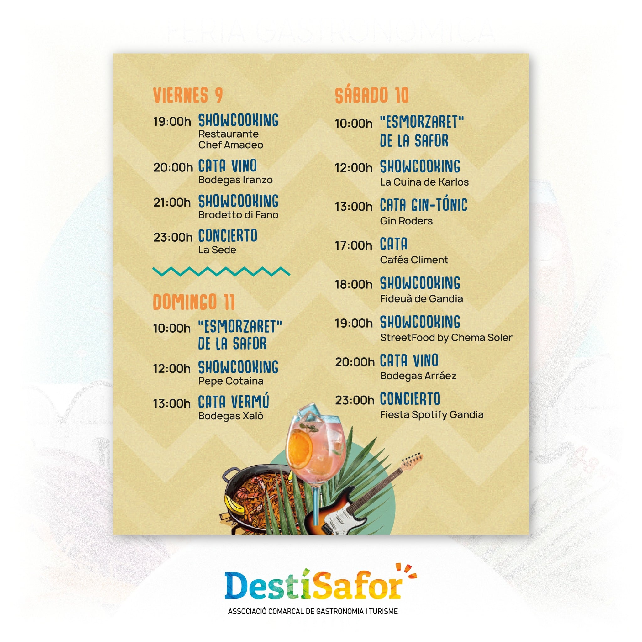 Programación de la feria gastronómica Tasta Gandia.