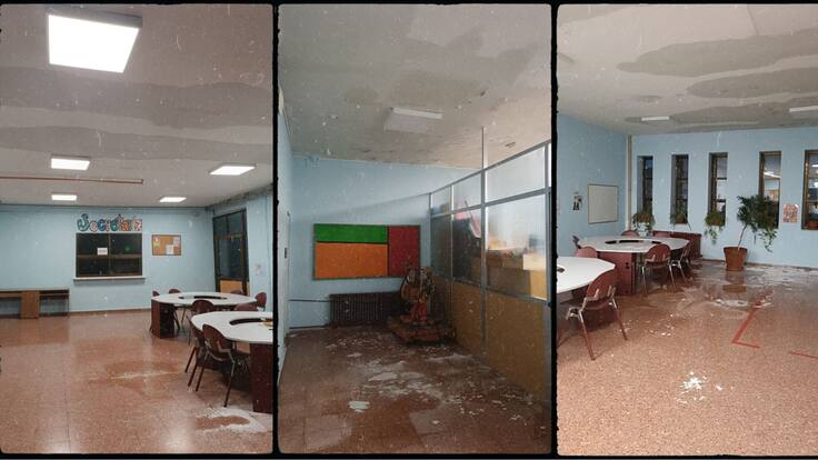 Las eternas goteras en un colegio de Toledo cada vez que llueve: hubo obras en el tejado hace menos de 3 años