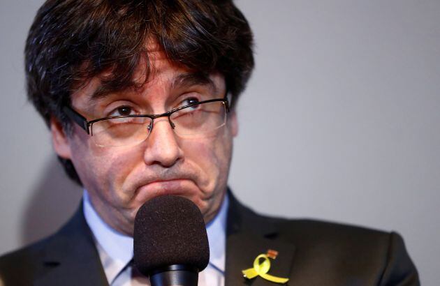 Puigdemont en una rueda de prensa en Berlín