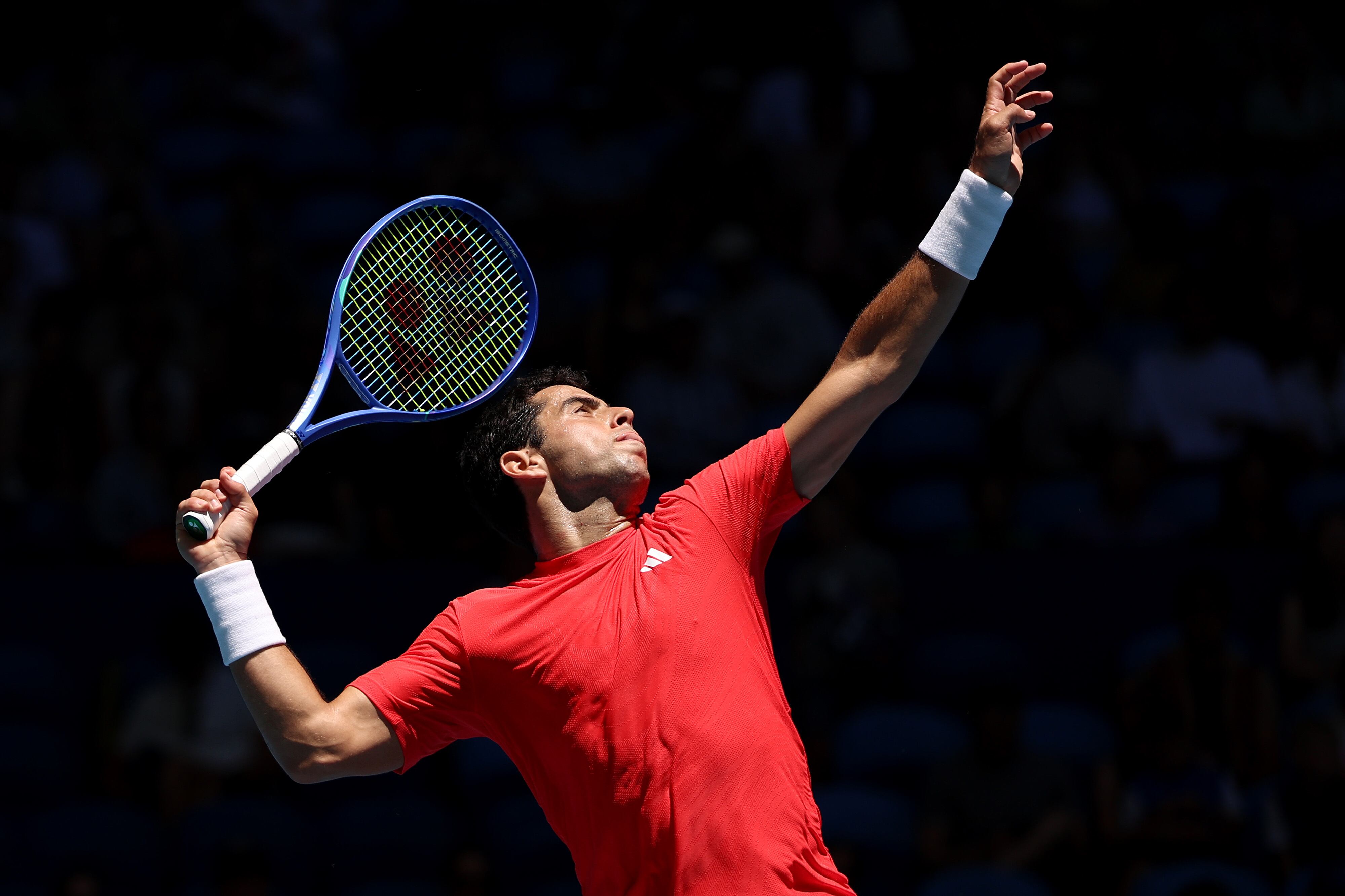PERTH, AUSTRALIA - JANUARY 02: Jaume Munar of Team Spain in the Men's singles match against Sebastian Baez of Team Argentinia during Day 1 of the United Cup at RAC Arena on January 02, 2026 in Perth, Australia. (Photo by Janelle St Pierre/Getty Images)