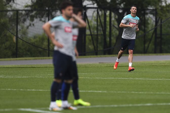 Cristiano Ronaldo, durante un entrenamiento con Portugal