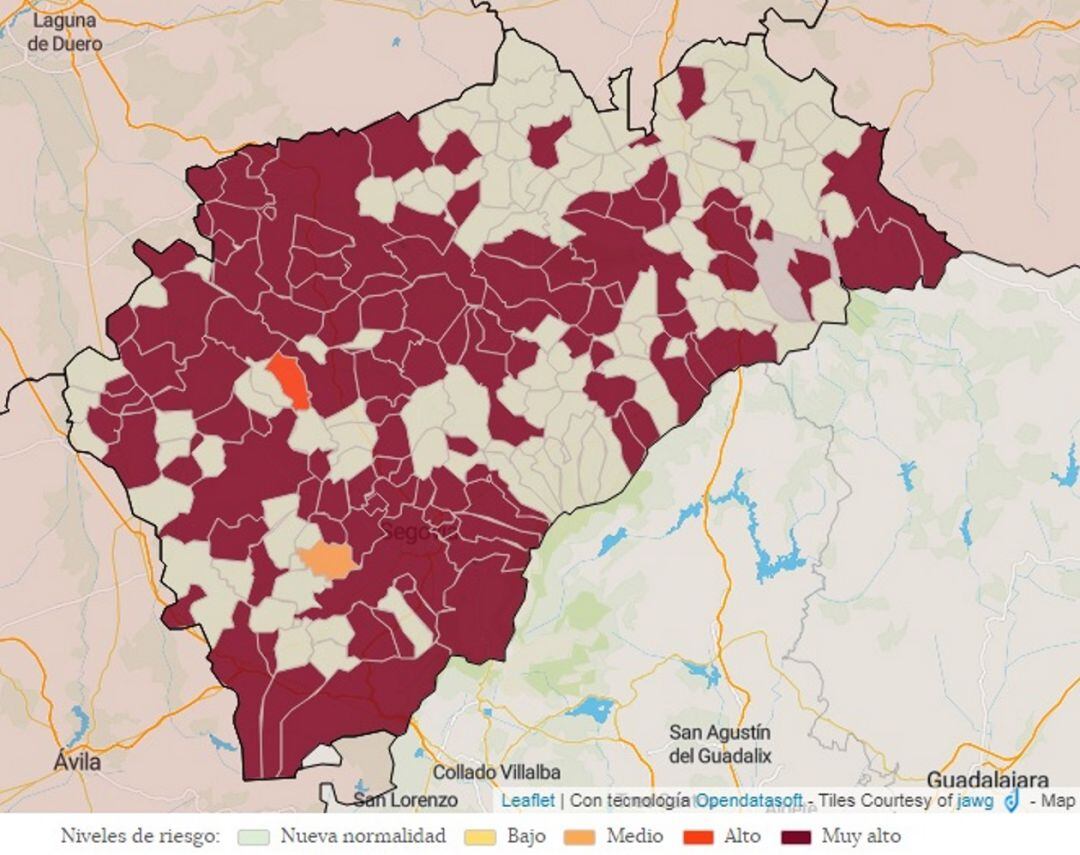 Mapa de contagios Covid 19 Segovia hoy
