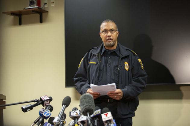 El jefe de policía, durante la rueda de prensa.