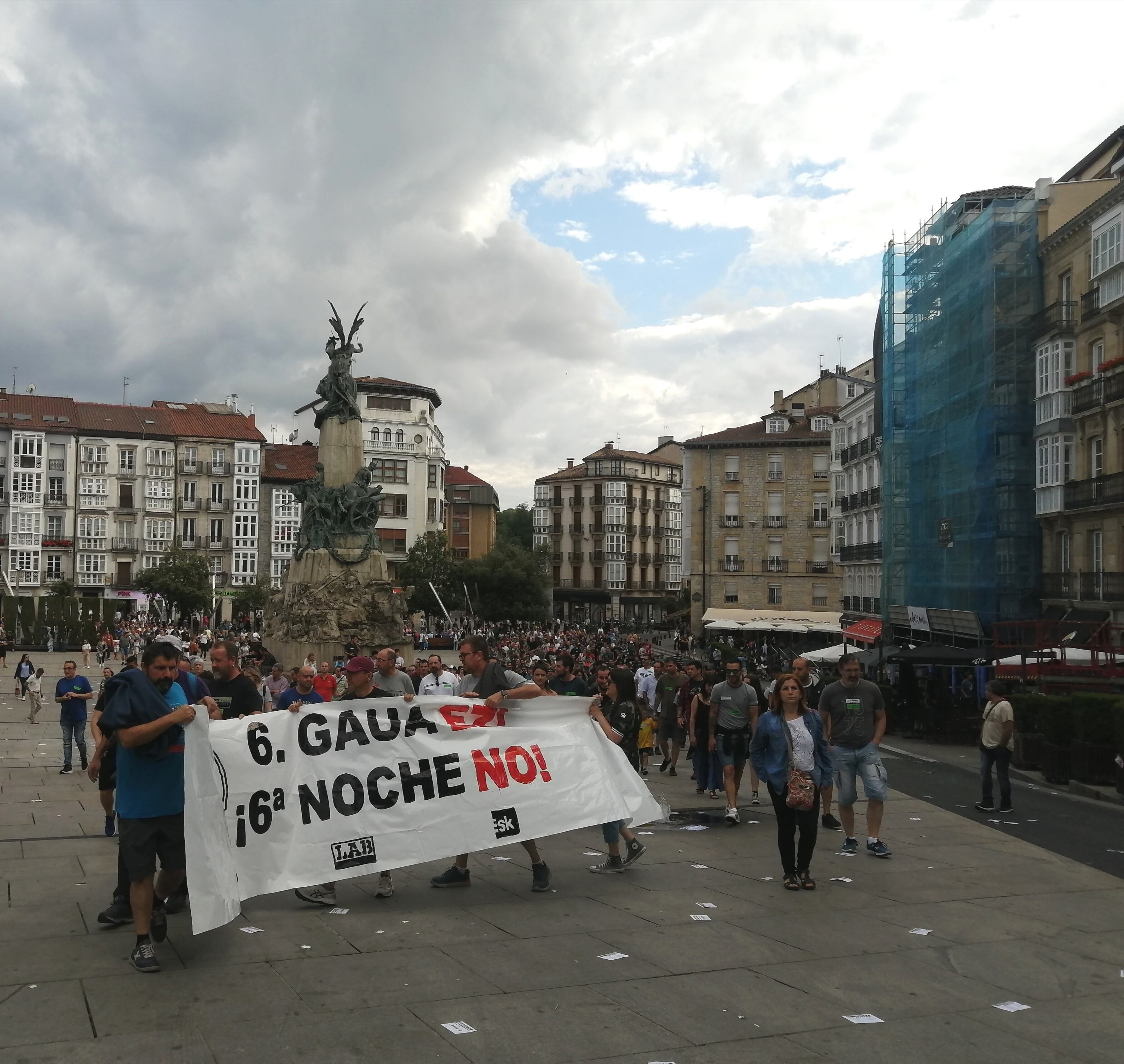 ELA, LAB y ESK en la manifestación de este jueves que comenzaba en la Virgen Blanca