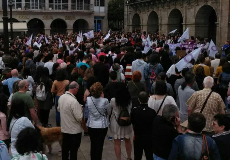 Un momento de la manifestación en Lugo como protesta a la puesta en libertad de la Manada