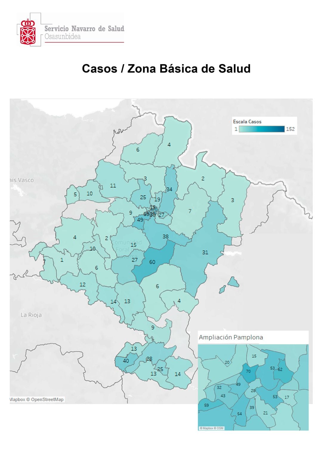 Gráfico contagiados en Navarra