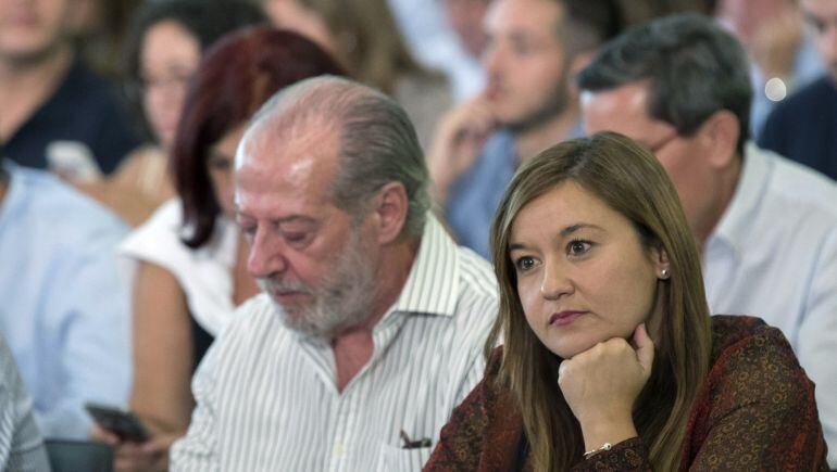 La secretaria general del PSOE sevillano, Verónica Pérez, esta tarde en la reunión del comité director de su partido en Sevilla