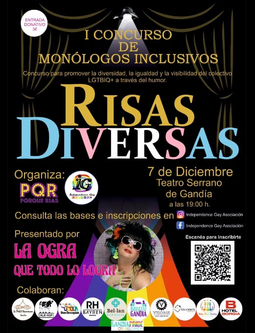 Cartel I Concurso de Monólogos Inclusivos &#039;Risas Diversas&#039;./Ayuntamiento de Gandia