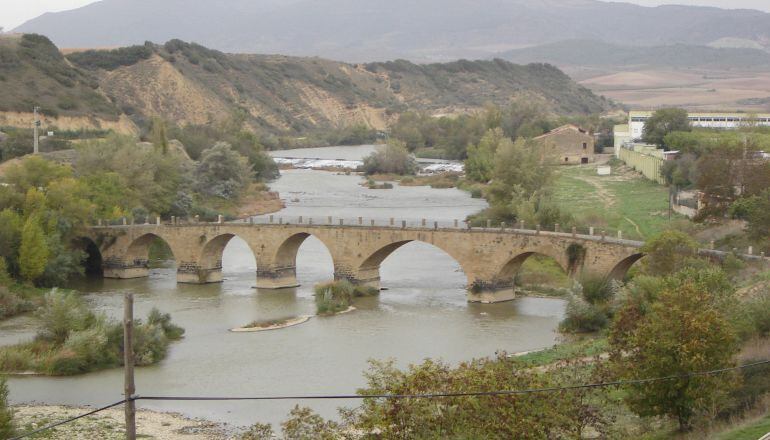 Vista del puente de Mendigorría sobre el río Arga