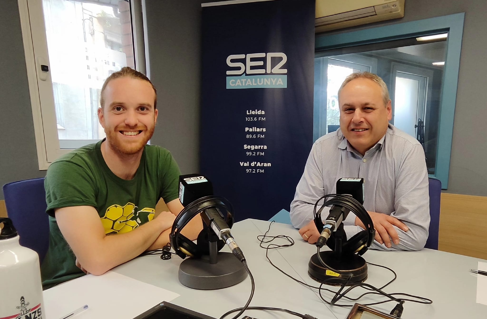 Àxel Curcó, alcalde de Torres de Segre i Jordi Calvís, alcalde de Golmés, als estudis de Ràdio Lleida.