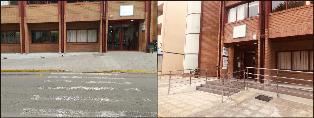 Antes y después en los accesos al centro de salud de Oliva 