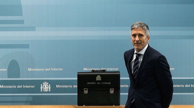 El ministro del Interior Fernando Grande-Marlaska, durante la ceremonia de traspaso de cartera en el Ministerio del Interior en Madrid.