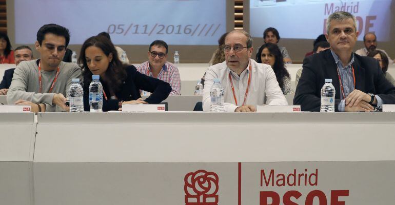 La líder del PSOE de Madrid y alcaldesa de Getafe, Sara Hernández durante la reunión extraordinaria del Comité Regional