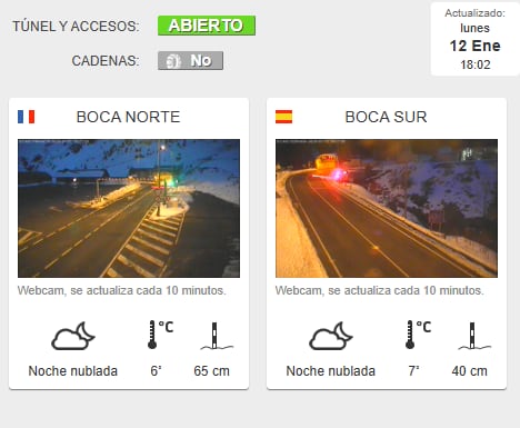 El túnel de Bielsa volvía a abrir tras el cierre del sábado