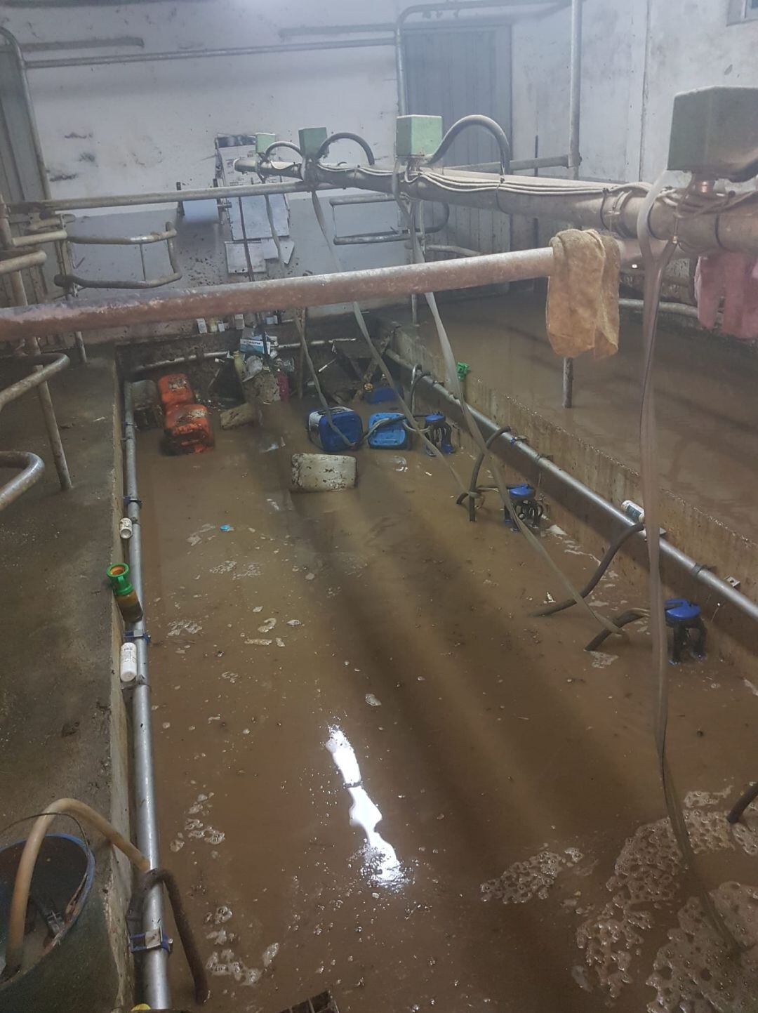 Estado en el que quedó una sala ordeño en la provincia de Palencia
