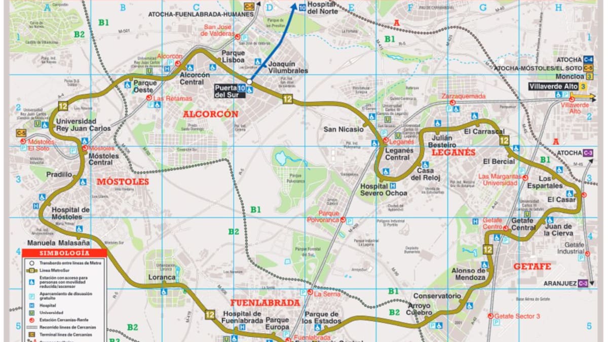 Dos estaciones de Metrosur en Móstoles cierran por obras desde este lunes