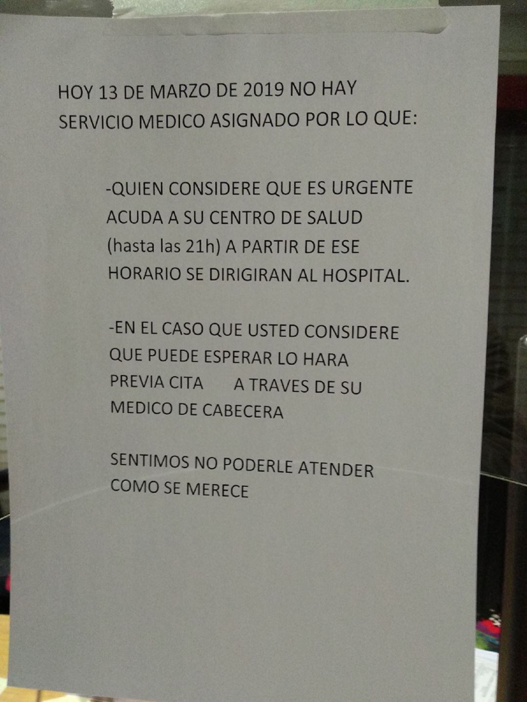 Información que se facilitaba a las personas que necesitaron acceder al servicio de urgencias de atención primaria